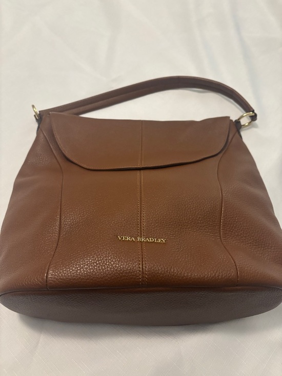 Vera Bradley Handbags - Vera Bradley Tan Pebbled 100% Leather Shoulder Hobo Floral interior desert boho